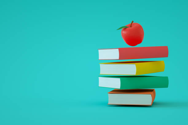 istock Books with Apple, Back to School 1328805839