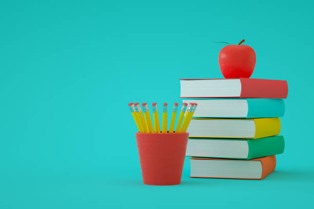 istock Books with Apple, Back to School 1328805917