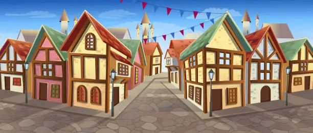 Vector illustration of medieval town 2