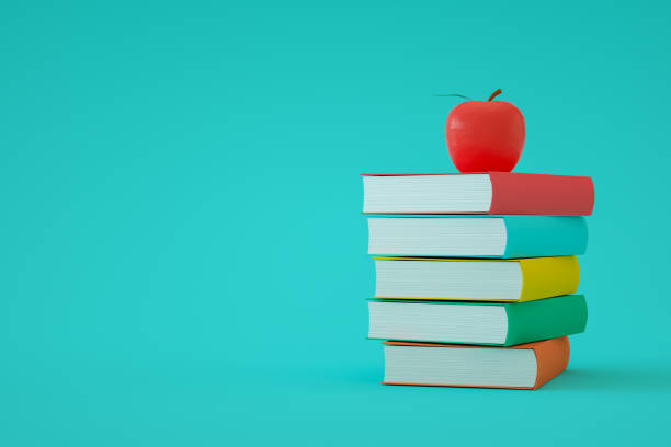 istock Books with Apple, Back to School 1328806025