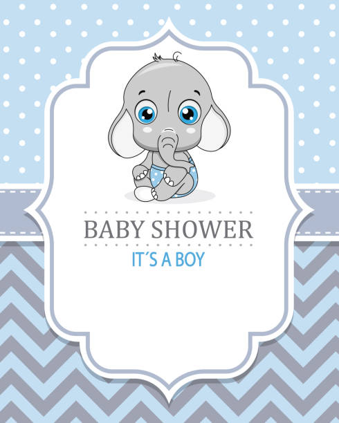 Baby shower card. Cute elephant. Baby shower card. Cute elephant. Space for text baby shower card stock illustrations