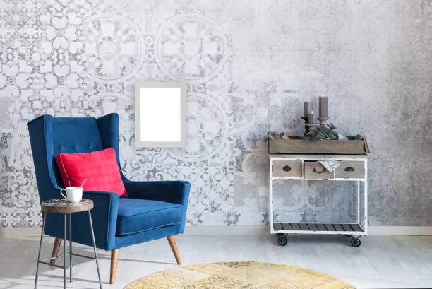 istock modern home interior living room concrete wall in style design 1328813280