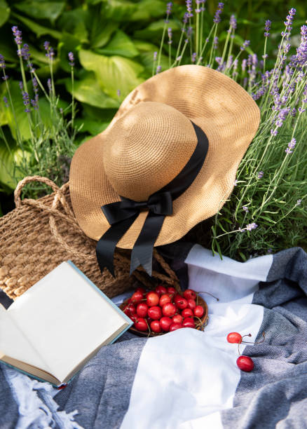 istock Summer picnic in lavender field. 1328814526