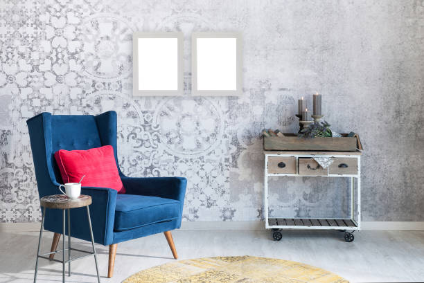 istock Reading room bookshelf old brick wall cozy interior decoration 1328814966