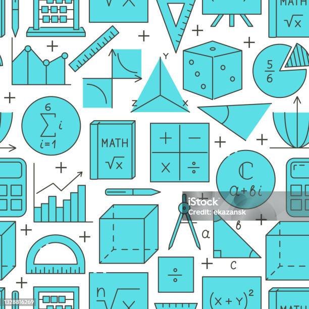 Maths Line Pattern Learning Maths Seamless Pattern In Line Style Stock Illustration ...