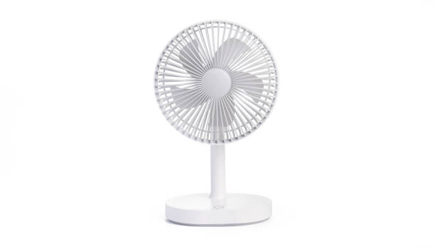 istock Battery powered white table fan isolated on white background with clipping path. portable battery fan 1328818226