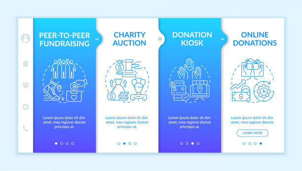 Collecting money event ideas onboarding vector template Collecting money event ideas onboarding vector template. Responsive mobile website with icons. Web page walkthrough 4 step screens. Donation kiosk, auction color concept with linear illustrations free chore backgrounds stock illustrations