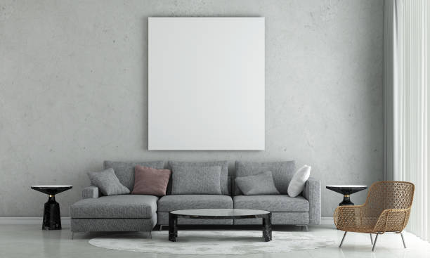 istock Modern living room interior and leather sofa and concrete wall texture background 1328824684