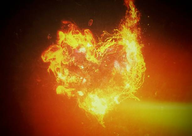 istock 3D illustration of a burning heart-shaped flame 1328826942