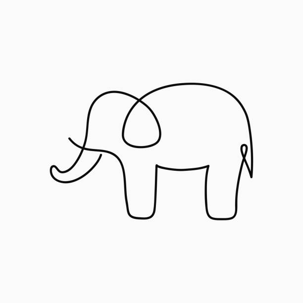 istock Elephant one line drawing. Continuous line animal. Hand-drawn illustration for logo, emblem and design card, poster. 1328827817