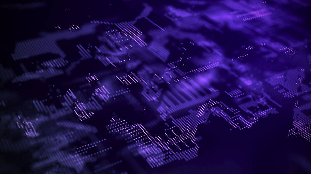 istock Digital background with moving glowing particles. Futuristic hi-tech illustration. Concept of data transfer in cyberspace. Big data visualization. 3d rendering. 1328828353