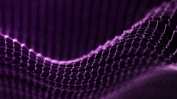 istock Abstract wave with moving dots and lines. Flow of particles. Cyber technology illustration. 3d rendering 1328828426