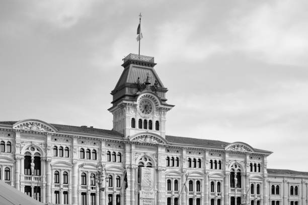 istock Trieste city hall palace. Black and white photo 1328828695
