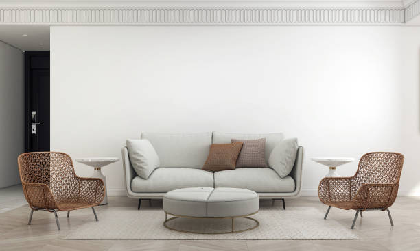 istock Modern living room interior and leather sofa and wall texture background 1328828778