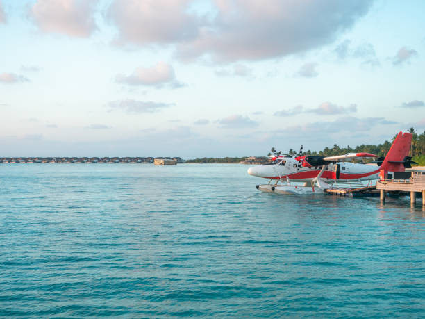 istock Seaplane docked at hotel pier 1328849104