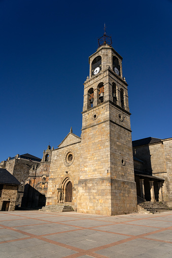 Santa María del Azogue church in the Mayor square of the medieval village of Puebla de Sanabria, Zamora, Castilla y Leon, Spain.