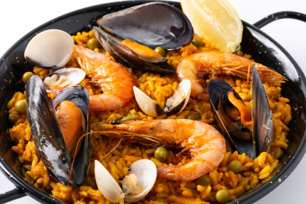 istock Traditional spanish seafood paella 1328858127