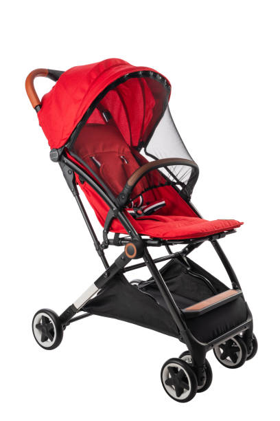 istock Baby pram, modern red stroller isolated on white with clipping path 1328860601