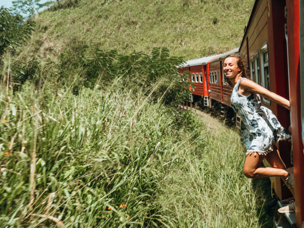 istock Tourist in Sri Lanka riding train 1328860828