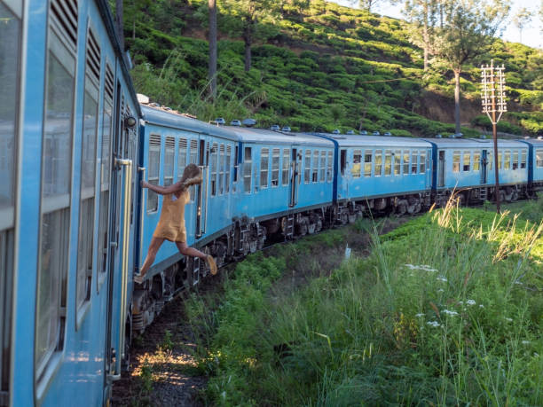istock Tourist in Sri Lanka riding train 1328861515