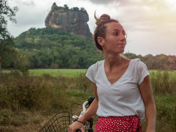 istock Tourist exploring sightseeing in Sri Lanka with bicycle 1328863444