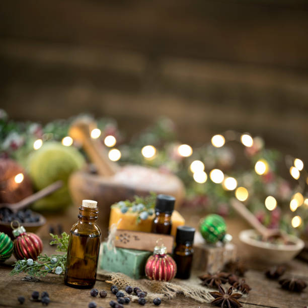 istock Holiday Essential Oils and Handmade Soaps Background 1328866061