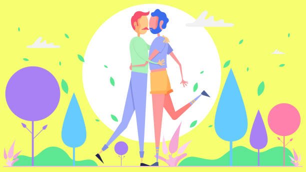 LGBT couple and relationship concept LGBT couple and relationship concept lgbtqcollection stock illustrations