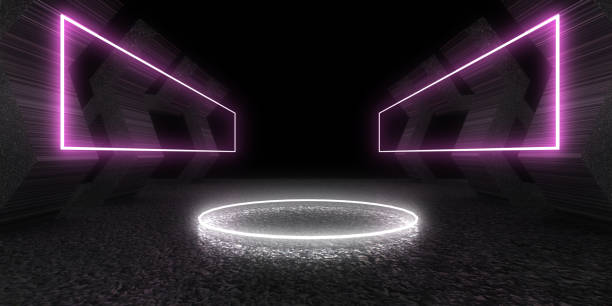 istock 3D abstract background with neon lights. neon tunnel .space construction . .3d illustration 1328870019
