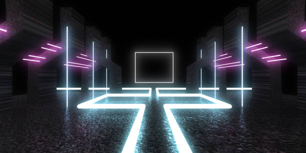 istock 3D abstract background with neon lights. neon tunnel .space construction . .3d illustration 1328870022