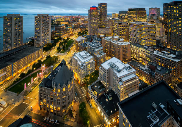 Aerial view of Boston in Massachusetts, USA. Aerial view of Boston in Massachusetts, USA. boston massachusetts photos stock pictures, royalty-free photos & images