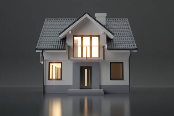 istock 3d house in the dark, 3d illustration 1328873398