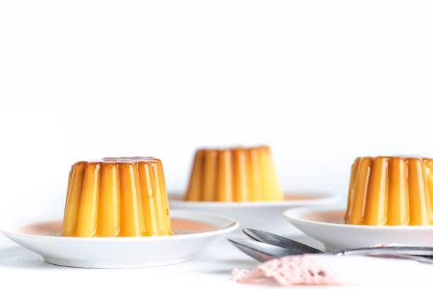 istock Homemade pudding soft vanilla dessert in cup mold shape 1328873541