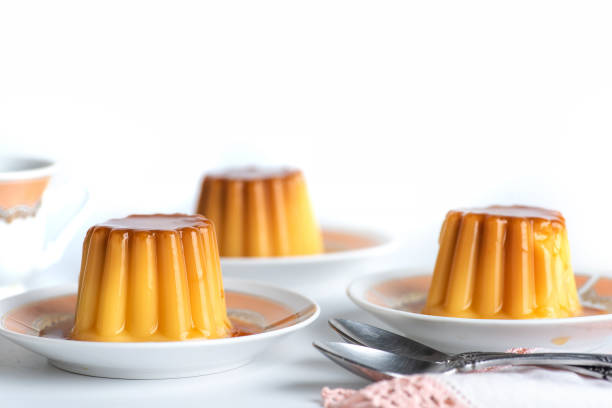 istock Homemade pudding soft vanilla dessert in cup mold shape 1328873584
