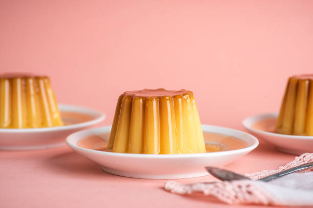 istock Homemade pudding soft vanilla dessert in cup mold shape 1328873620
