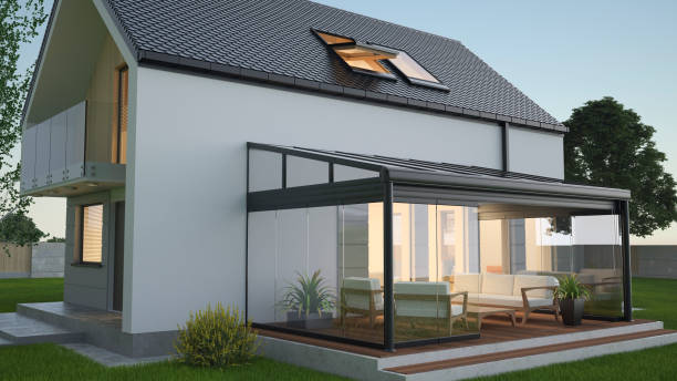 Terrace canopy - winter garden, 3d illustration