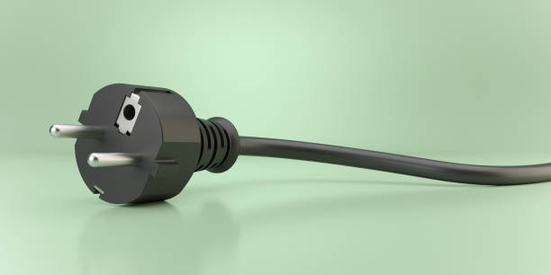 istock Electric plug on green background, 3d illustration 1328873820