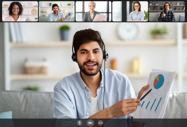 istock Business people making online videochat remotely, screenshot view 1328878881