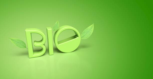 istock Bio title with shopping cart, on green background 1328883266