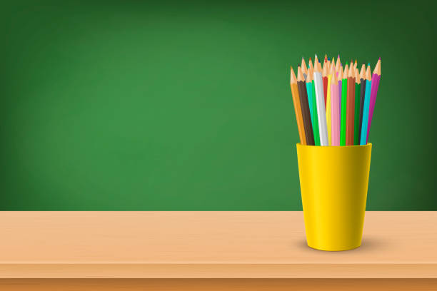 Back to School. Vector 3d Realistic Green Chalkboard, Wooden Frame and Cup with Pencils. Chalkboard Design Template, Banner. Board for Classroom, Front View Back to School. Vector 3d Realistic Green Chalkboard, Wooden Frame and Cup with Pencils. Chalkboard Design Template, Banner. Board for Classroom, Front View. teacher borders stock illustrations
