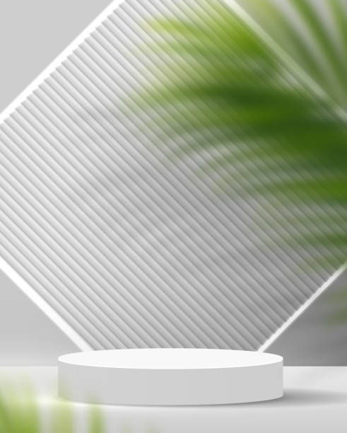 istock Cosmetic light gray background minimal and premium podium display for product presentation branding and packaging presentation. studio stage with shadow of leaf background. 3D illustration design 1328890709