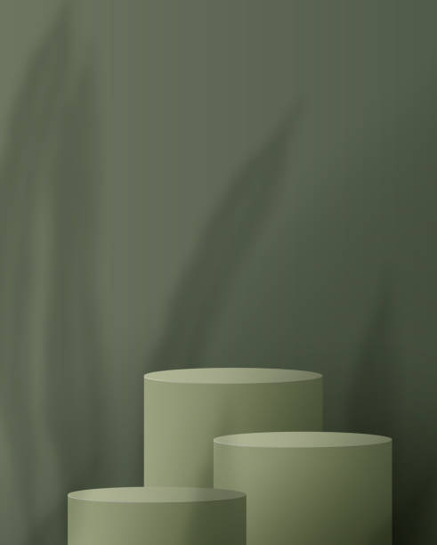 istock Cosmetic light green background minimal and premium podium display for product presentation branding and packaging presentation. studio stage with shadow of leaf background. design 1328890726