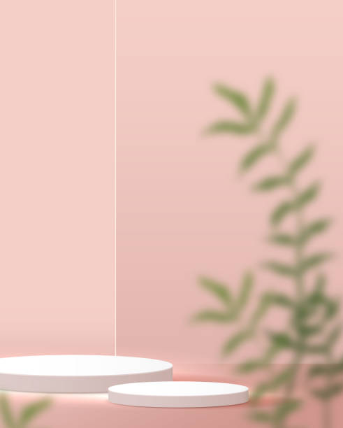 istock Cosmetic light pink background minimal and premium podium display for product presentation branding and packaging presentation. studio stage with shadow of leaf background. 3D illustration design 1328890799