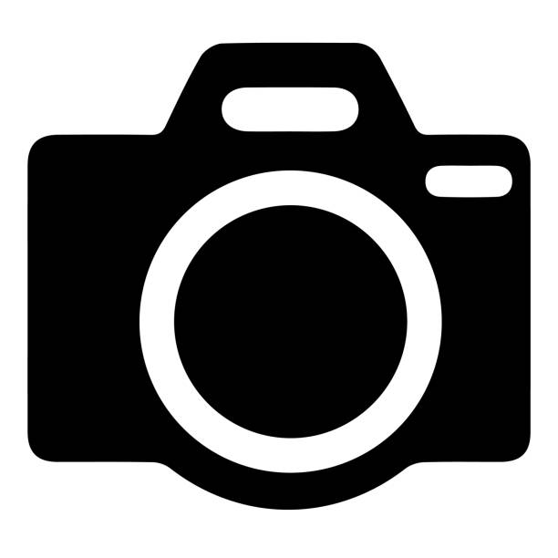 ilustraciones, imágenes clip art, dibujos animados e iconos de stock de icono vectorial de la cámara de fotos. simple signo aislado. icono vectorial del logotipo de la foto de la imagen. - silhouette photographer photographing photograph