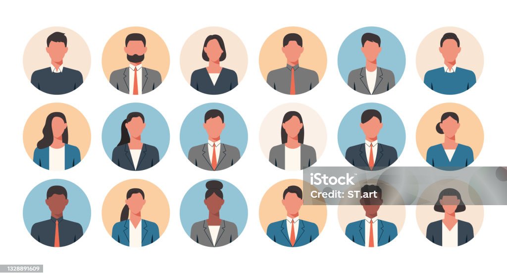 Retratos de personas de hombres y mujeres de negocios sin rostro - arte vectorial de Ícono libre de derechos Retratos de personas de hombres y mujeres de negocios sin rostro - arte vectorial de Ícono libre de derechos