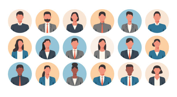 People portraits of faceless businessmen and businesswomen People portraits of faceless businessmen and businesswomen, men and women face avatars isolated at round icons set, vector illustration blank expression stock illustrations