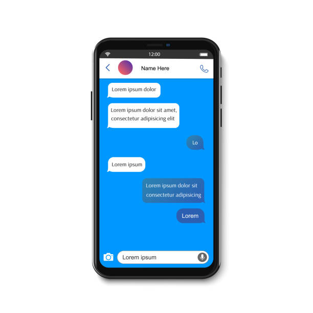 istock Smartphone chatting sms app template bubbles. SMS chat composer. Place your own text to the message. Editable phone chat mockup bubble. Vector illustration 1328898582