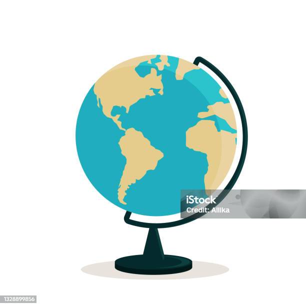 Illustration Of A Globe On A Training Stand Stok Vektör Sanatı & Küre‘nin Daha Fazla Görseli - Küre, Gezegen, Dünya gezegeni