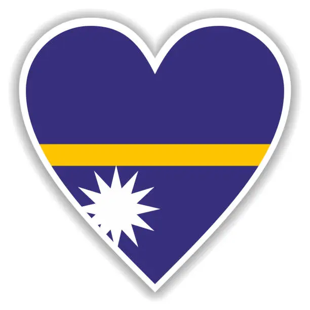 Vector illustration of Flag of Nauru in heart with shadow and white outline