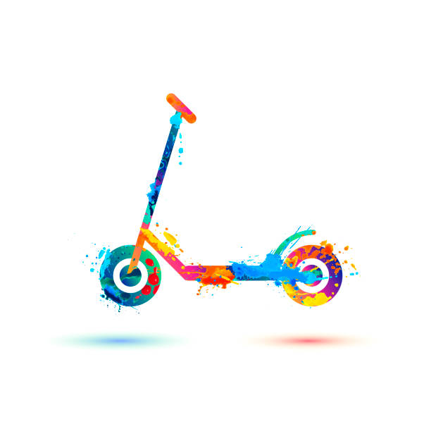 scooter-symbol von splash pait - paint roller paint white painting stock-grafiken, -clipart, -cartoons und -symbole