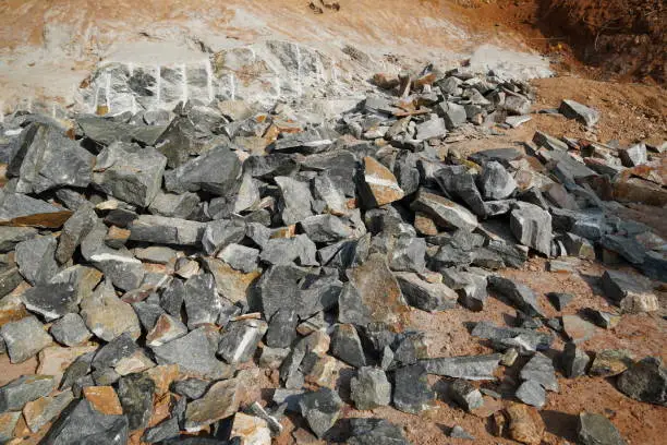 Photo of Pile Of Rocks I.E. Lithium Mining And Natural Resources Like Limestone Mining In Quarry.